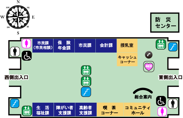 1階庁舎配置図