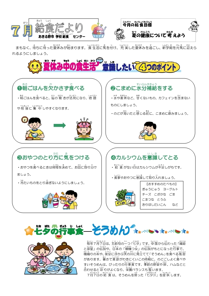 小学校給食だよりの画像